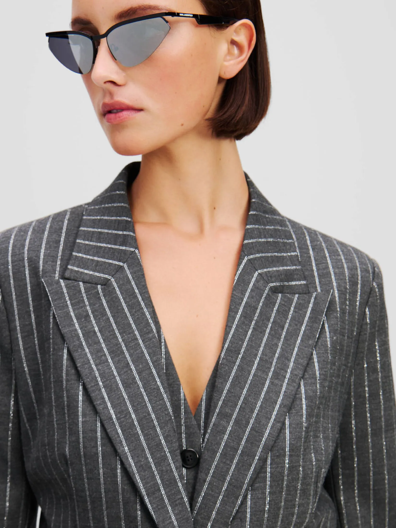 KARL LAGERFELD RTW-1 PINSTRIPE BLAZER QUIET SHADE