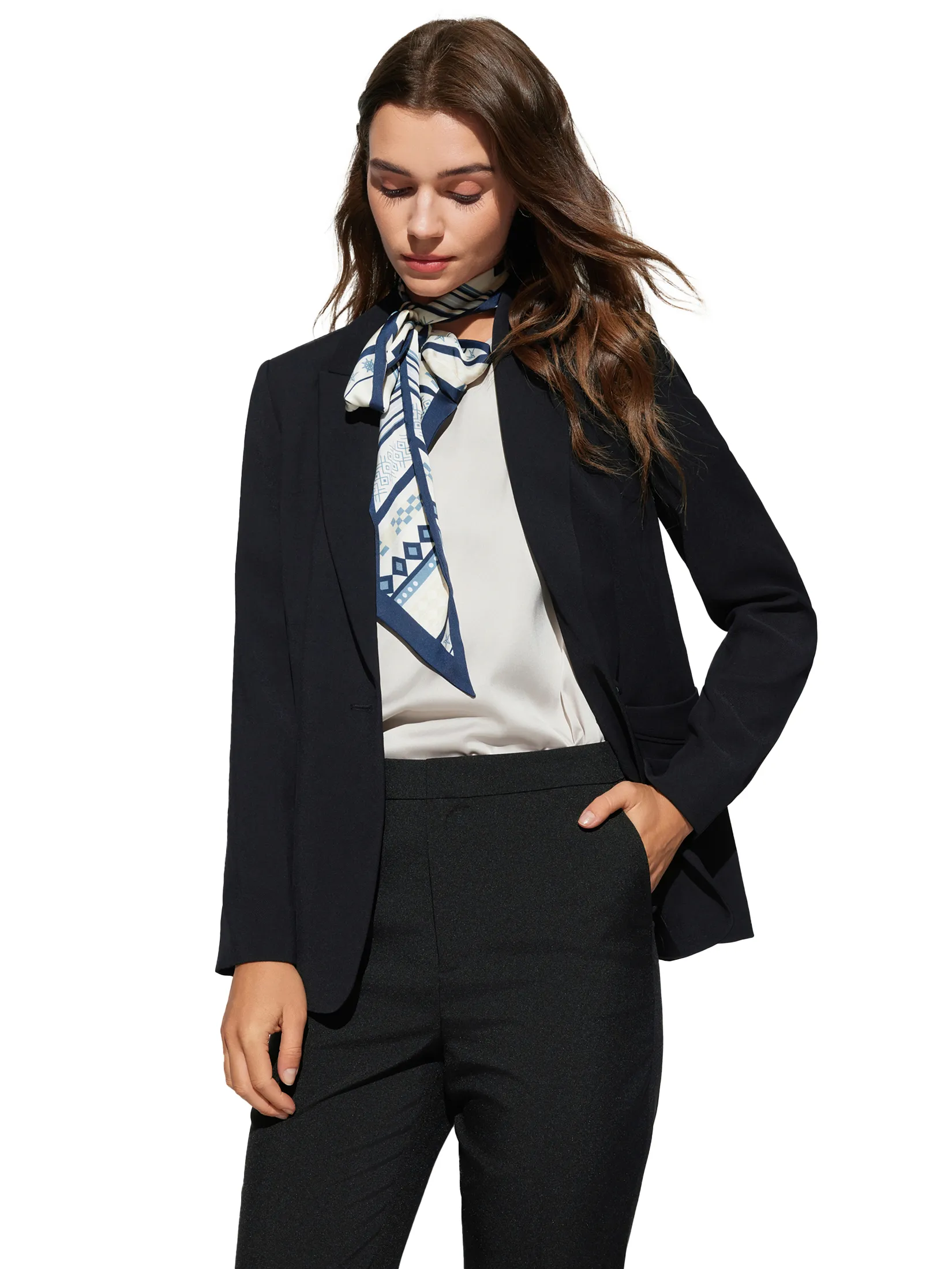 G2000 Women Clothing Suit Blazer With Scarf Slim Fit - Black