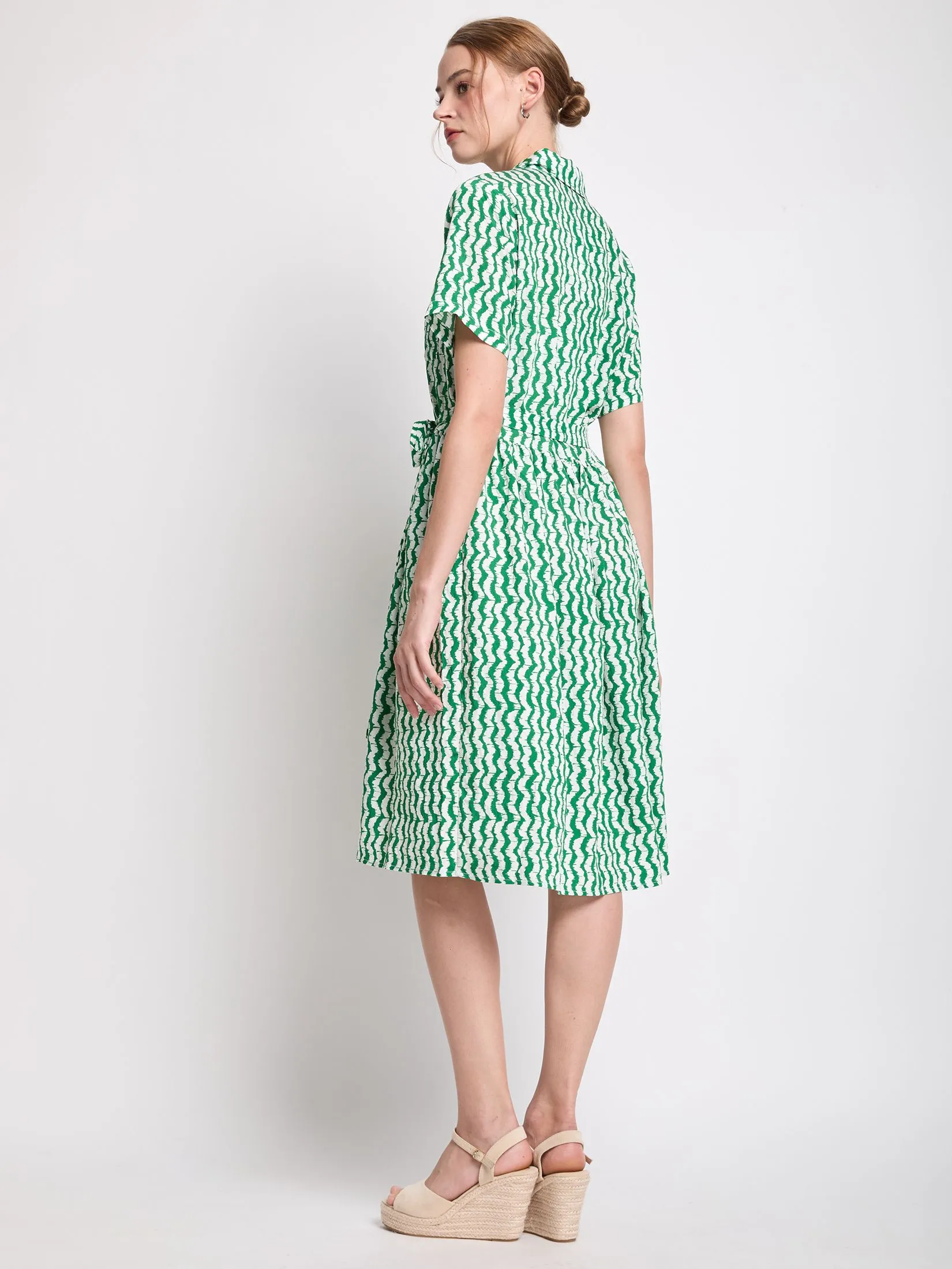 EASY PIECES Women Dress Short Sleeves Button-Up Front Pockets