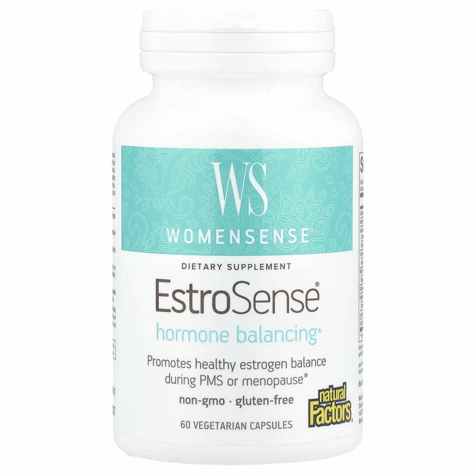 Natural Factors, WomenSense, EstroSense, гормональный баланс, 60 вегетарианских капсул