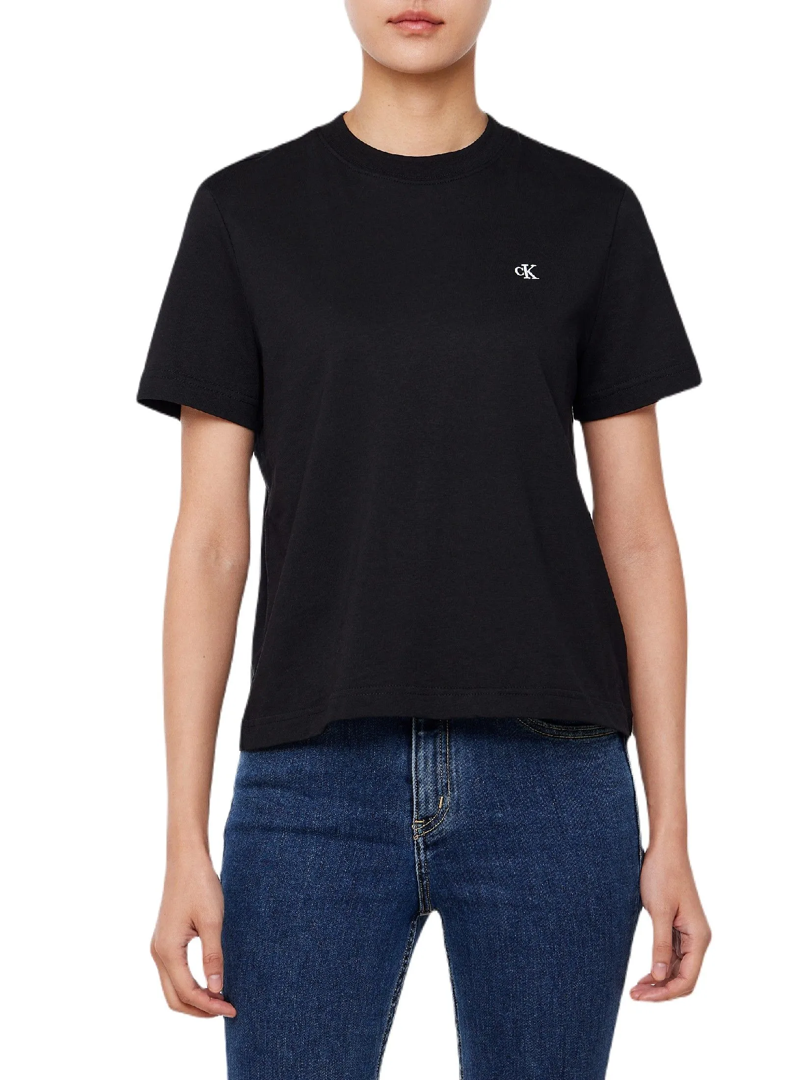 CALVIN KLEIN Women's Archive Logo Crewneck Short Sleeve T-Shirt Black