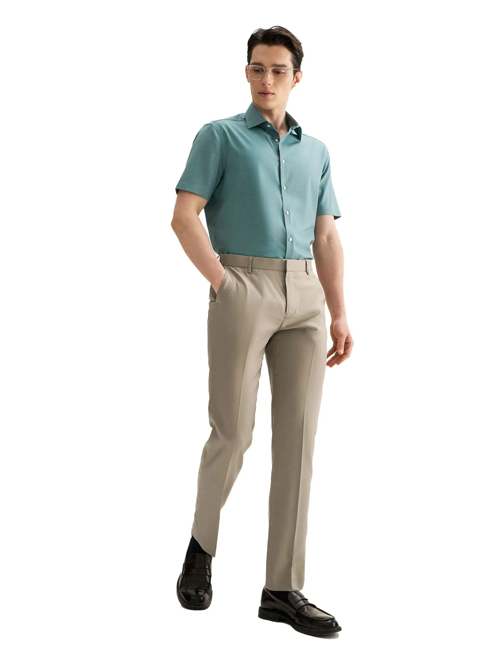 G2000 Men Clothing Non -Iron Smart Fit Twill Short Sleeve Shirt  Smart Fit - Green