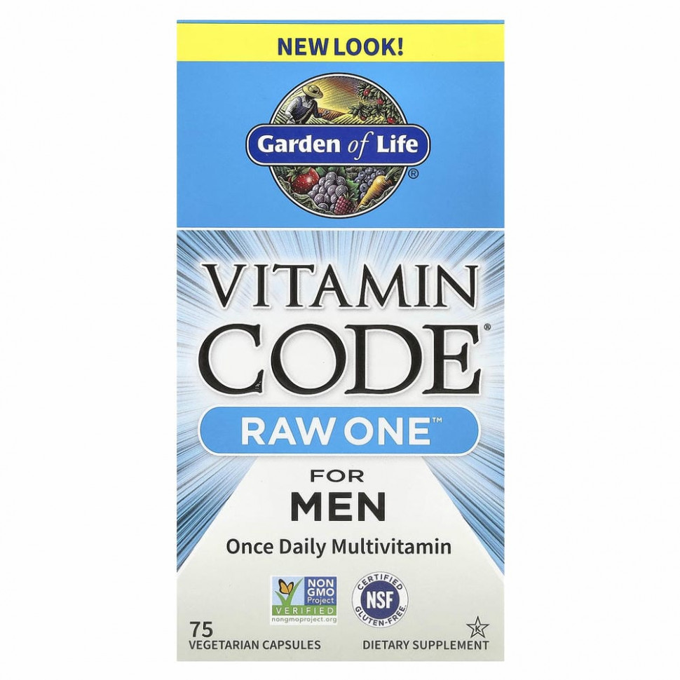 Garden of Life, Vitamin Code, RAW One, мультивитаминная добавка для мужчин (для приема 1 раз в день), 75 вегетарианских капсул