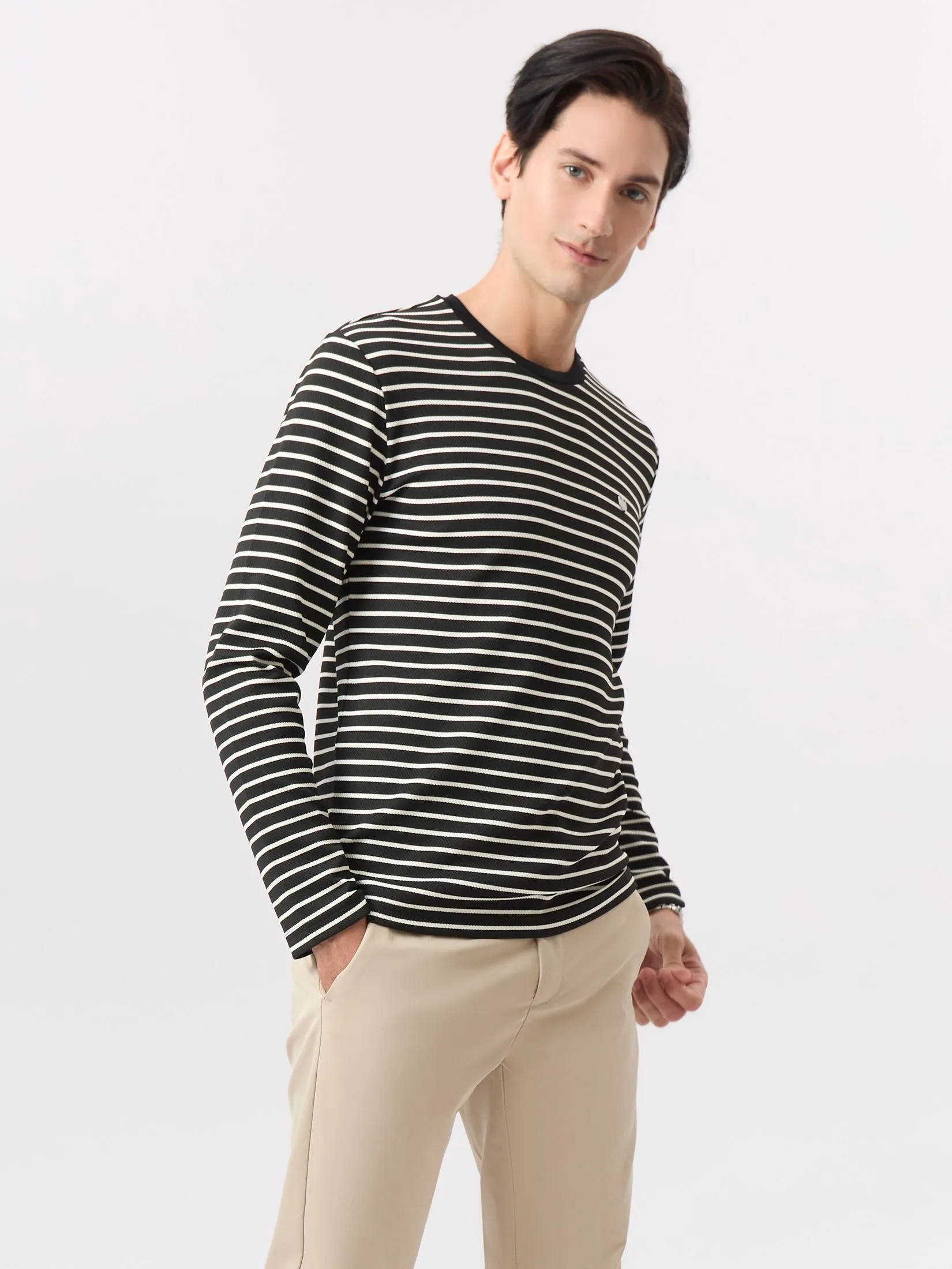 LTD Striped Long-Sleeve T-shirt Men Black