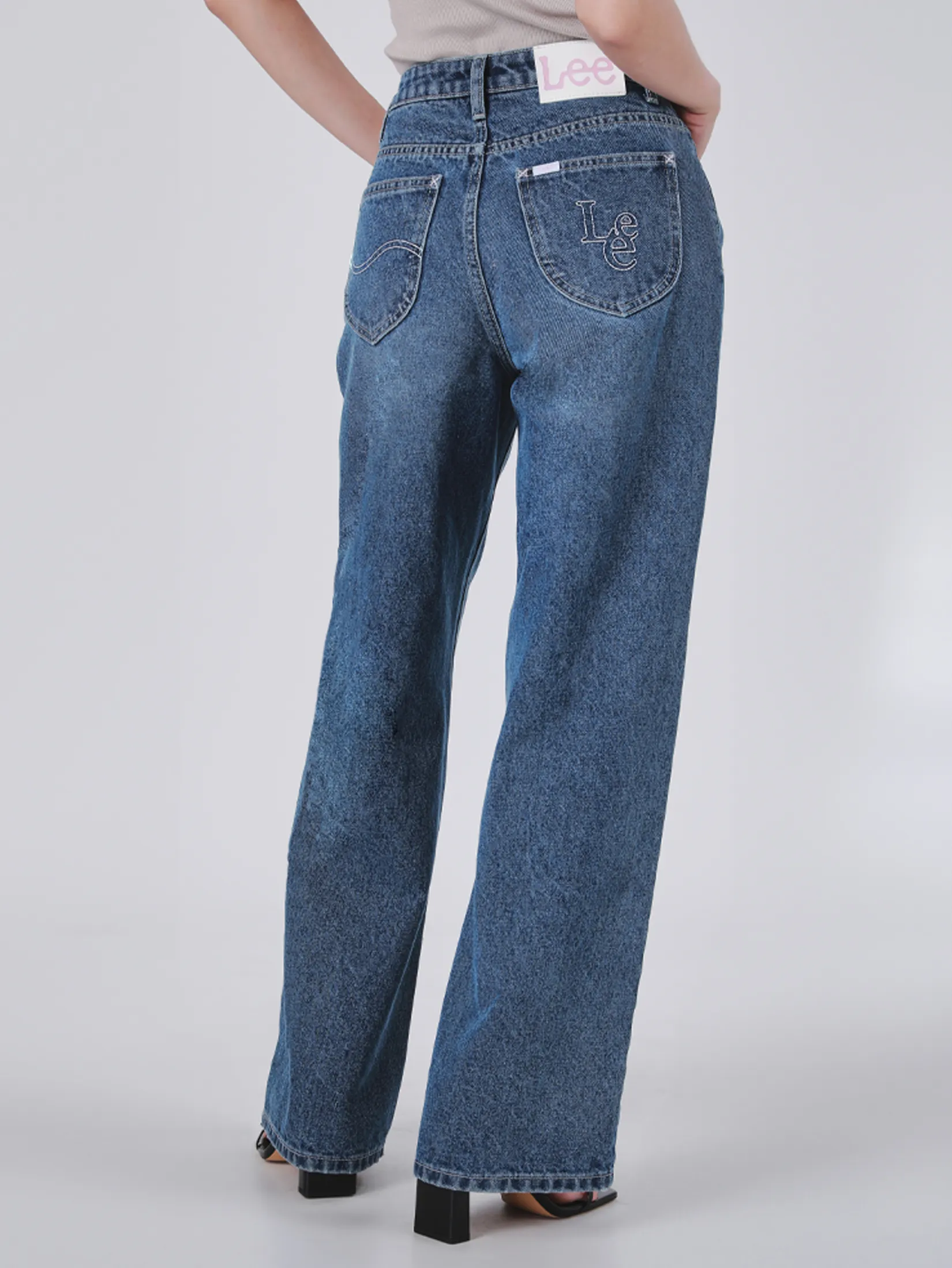 LEE Women s Jeans Lee Pink Collection Mid Relaxed Fit Mid Indigo