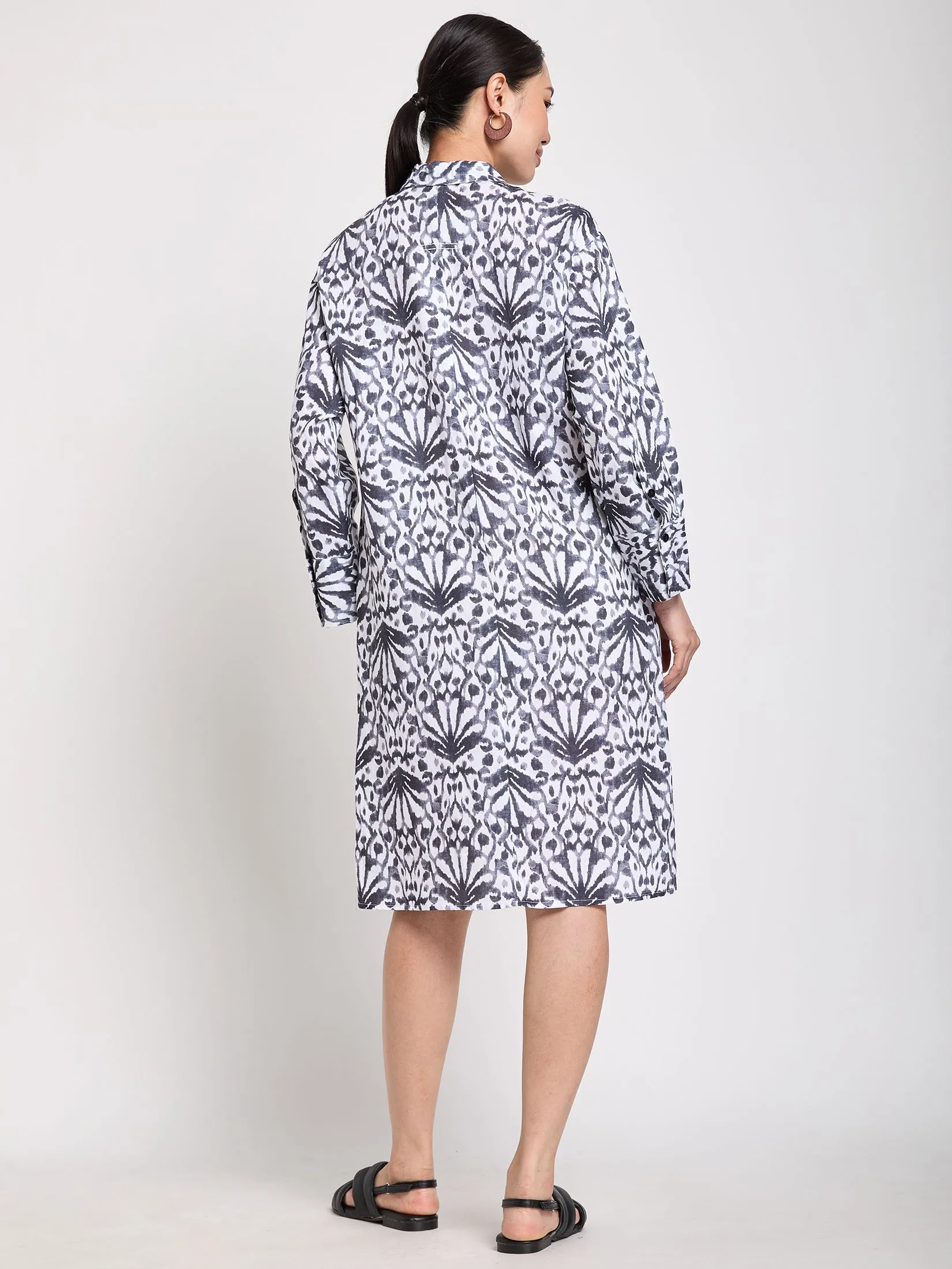 SIMPLICITY Women Dress Long Sleeves Collar Neck Print