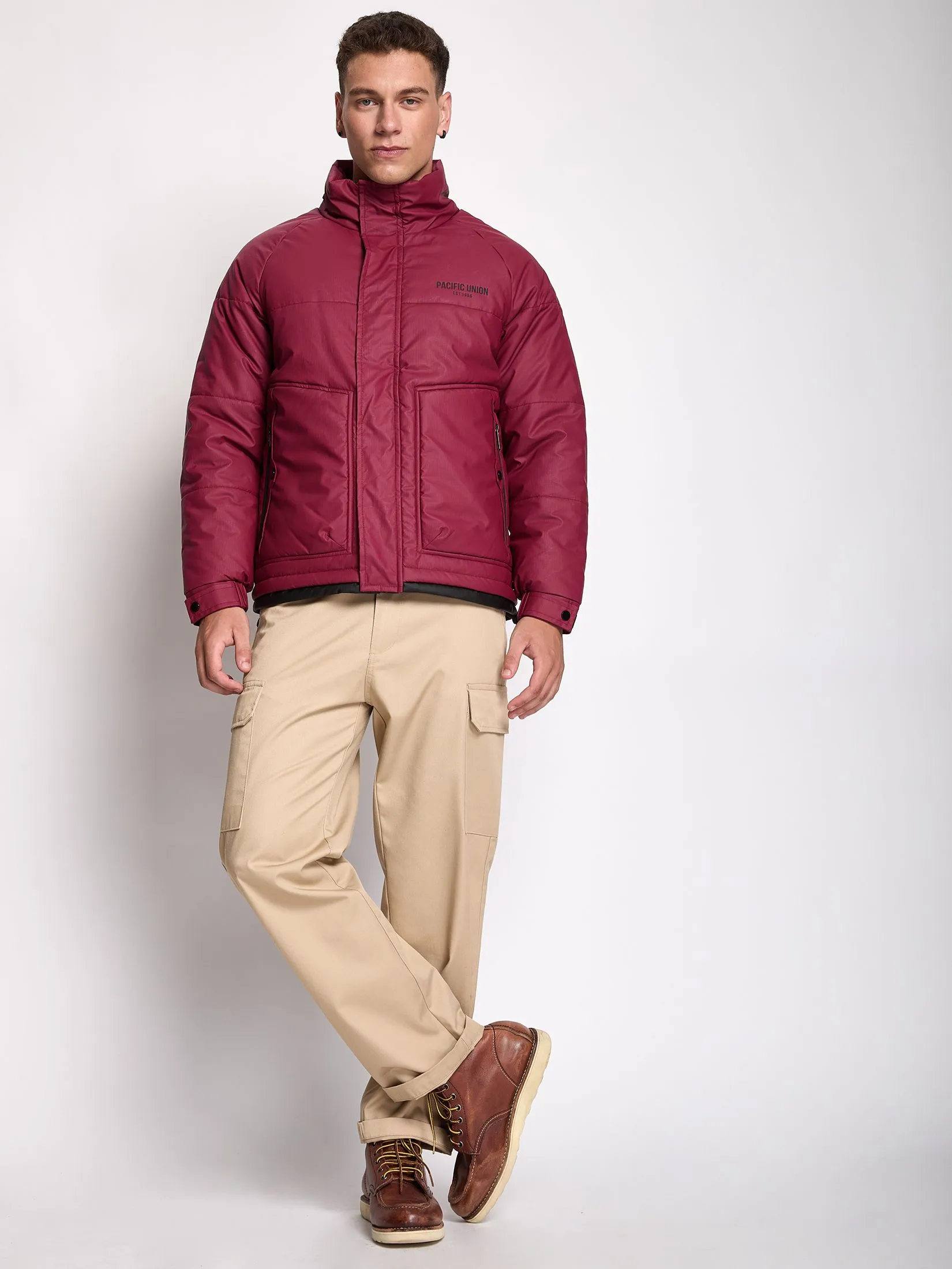 PACIFIC UNION Men Puffer Jacket Hooded