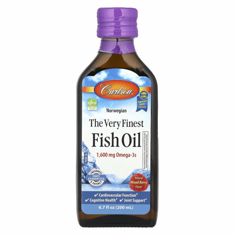 Carlson, Norwegian, The Very Finest Fish Oil, Natural Mixed Berry, 1,600 mg, 6.7 fl oz (200 ml)