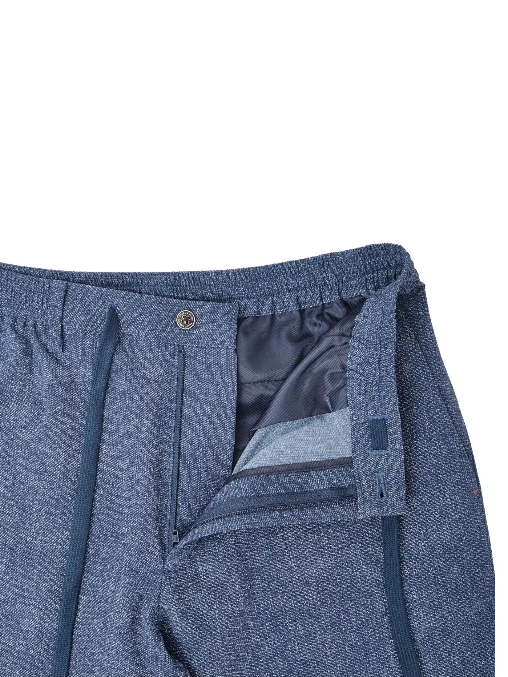 TAKEO KIKUCHI MEN NAVY 2WAY STRETCH SUCKER PRINT EASY PANTS