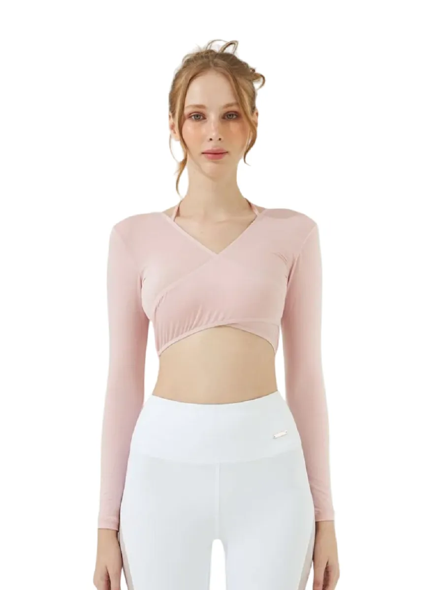 VANESSE Pink LANA WRAP LONG-SLEEVE TOP (029078) Size - L