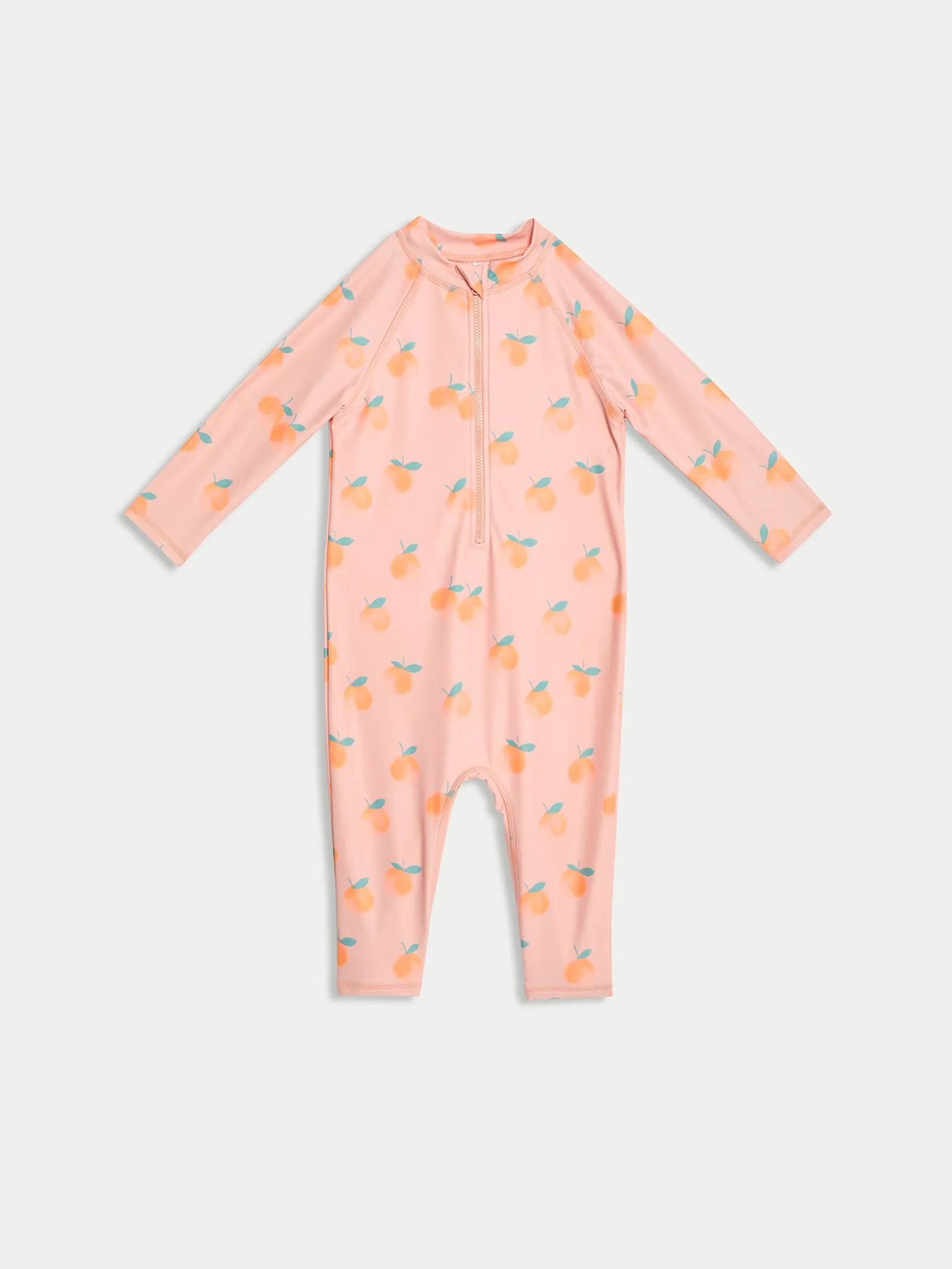 MARKS & SPENCER KIDS Girl Toddler All In One Long Sleeve Peach Orange Mix