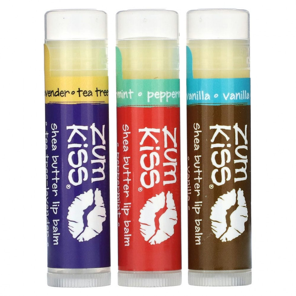 ZUM, Бальзам для губ с маслом ши, трио в упаковке, 3 шт., По 0,15 унции