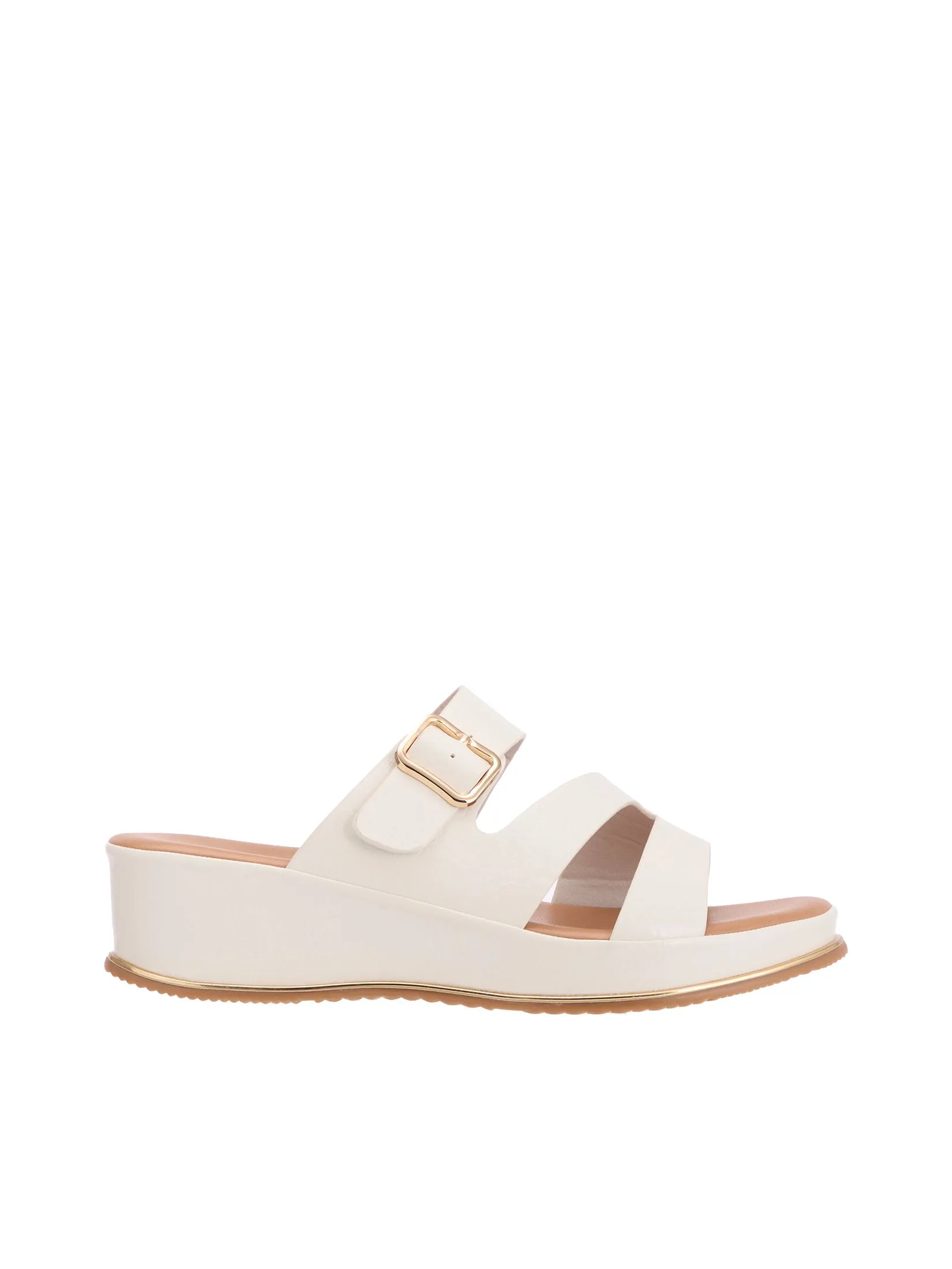 EVERSINCE Women Wedge Sandals Triple Straps