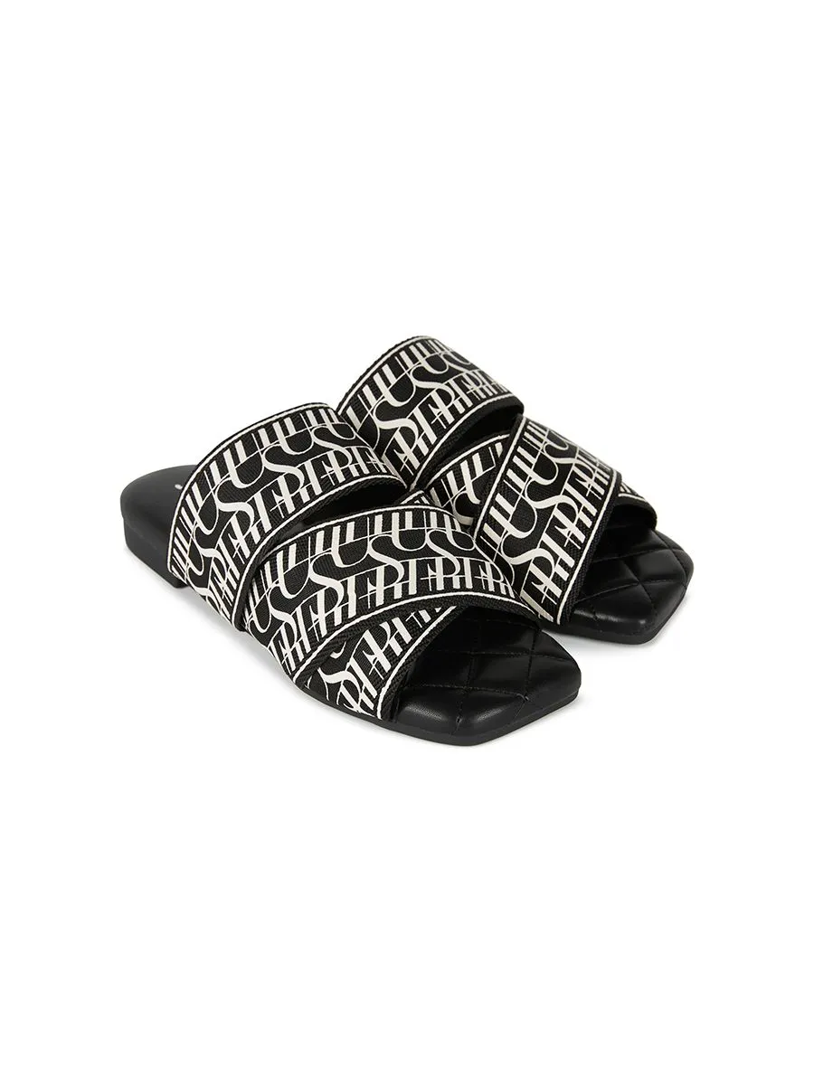 SHU WOMEN  PALETTE SOFT SIGNET ON CANVAS SANDALS - BLACK