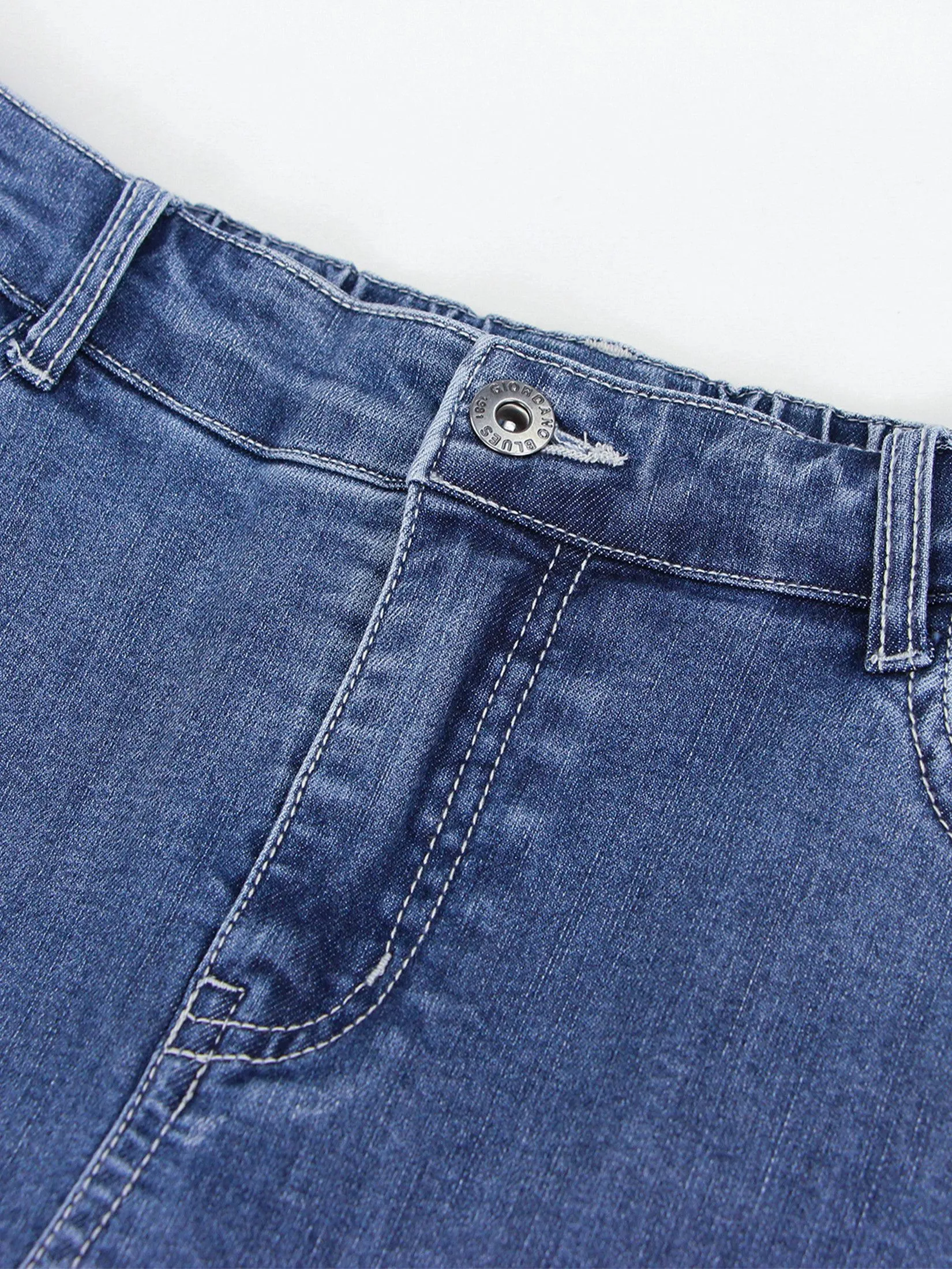 GIORDANO Women's Relaxed Denim Skorts ed Indigo blue