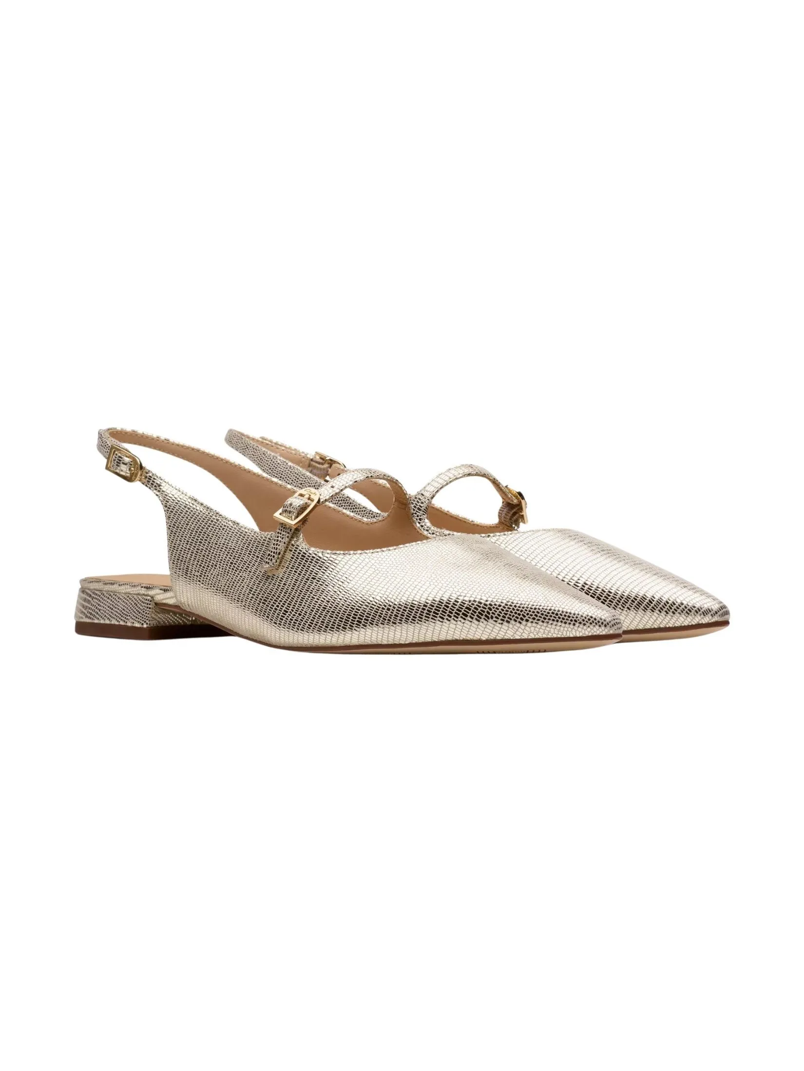 CLARKS SENSA 15 SHINE Champagne Leather Women's Mary Jane Flats