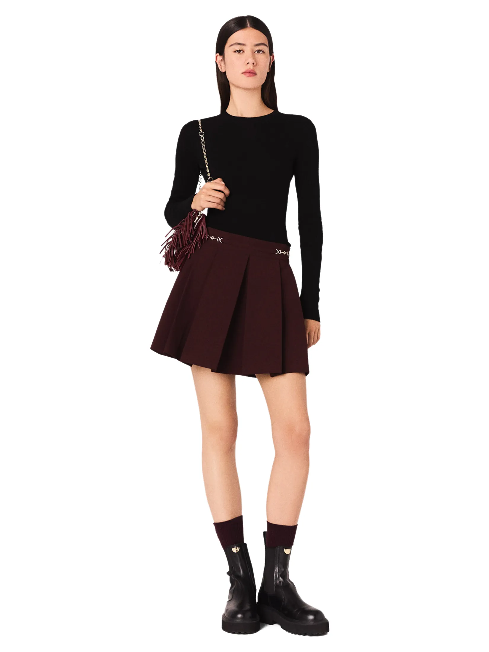 MAJE Women Short Skirt Pleated Size - 36 EU