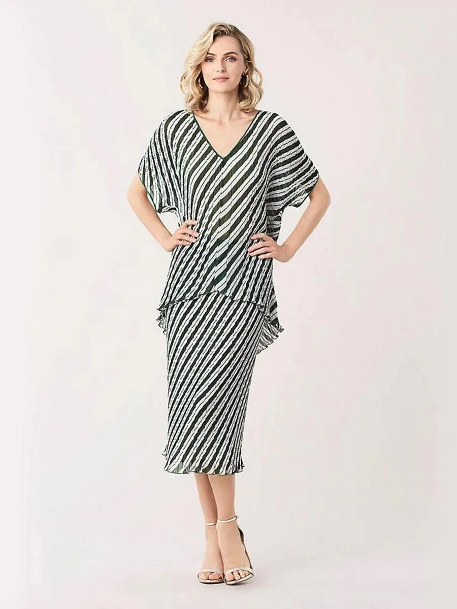 DIANE VON FURSTENBERG DVF JOLENE FLAG STRIPE LAVENDER FOG MULTI XS