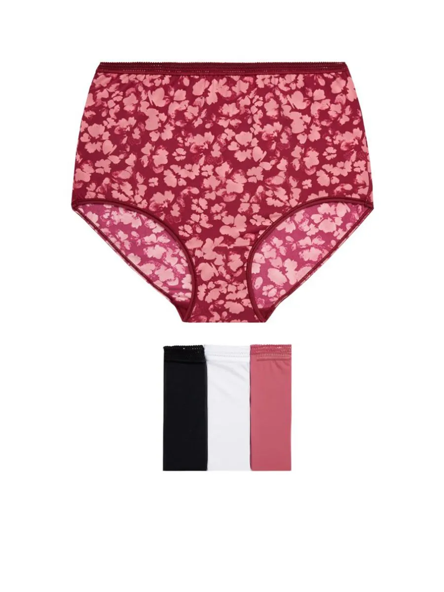 MARKS & SPENCER Women Full Briefs Microfibre 4pk Raspberry