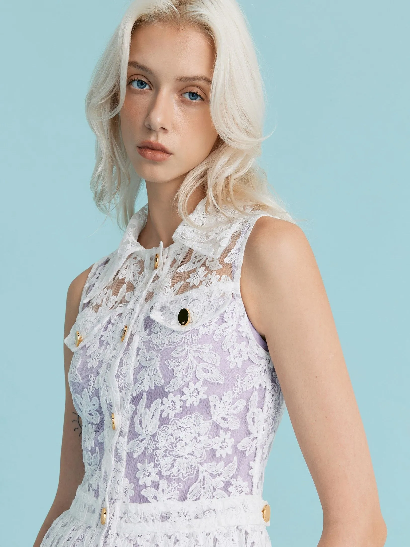 ASV (RS25)Lumi Women Sleeveless Lace Dress Purple