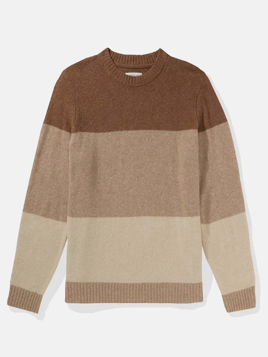 AMERICAN EAGLE MEN  JERSEY STITCH CREW 200 BROWN