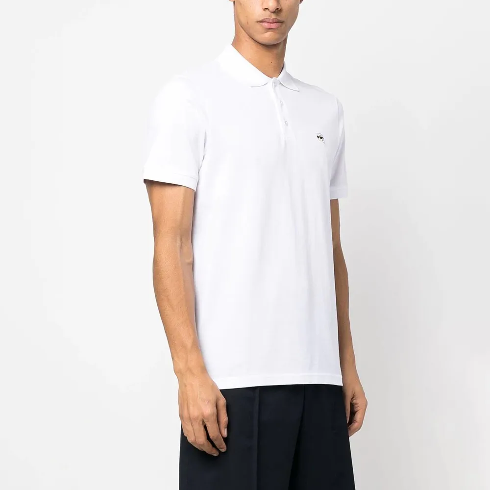 KARL LAGERFELD IKONIK 2.0 PATCH POLO WHITE