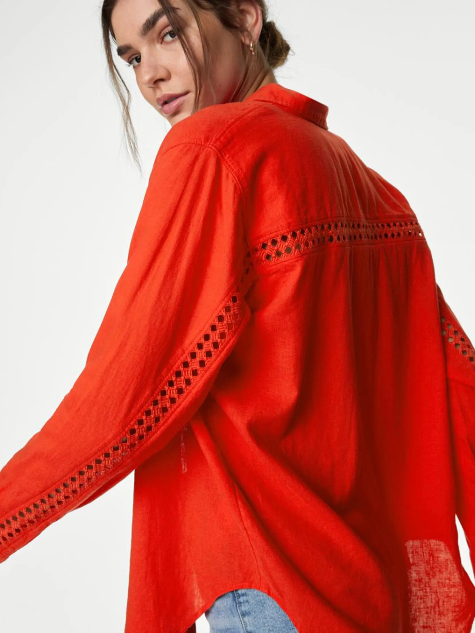 MARKS & SPENCER Women Shirt Linen Blend Collared Relaxed