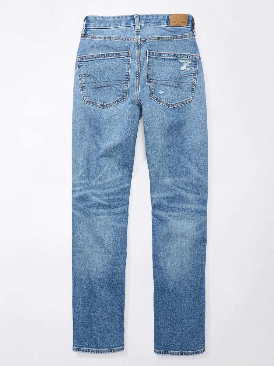 AMERICAN EAGLE WOMEN CURVY STRAIGHT JEANS 826 MEDIUM DESTROY