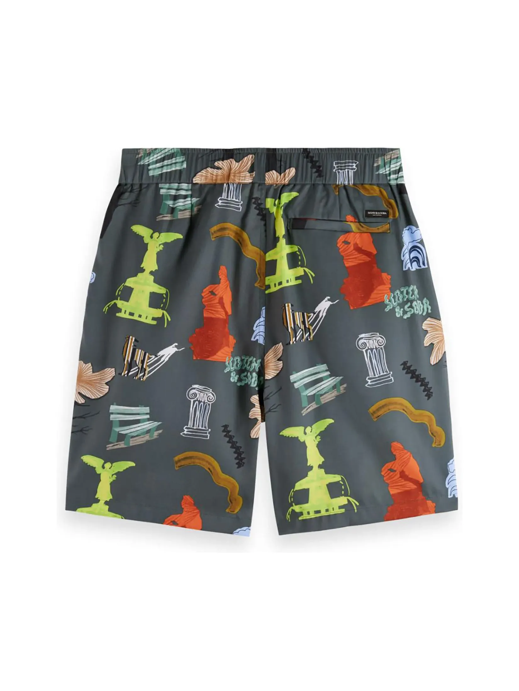 SCOTCH&SODA Men Bermuda Short Fave Park Printed Relaxed Fit Park Green AOP