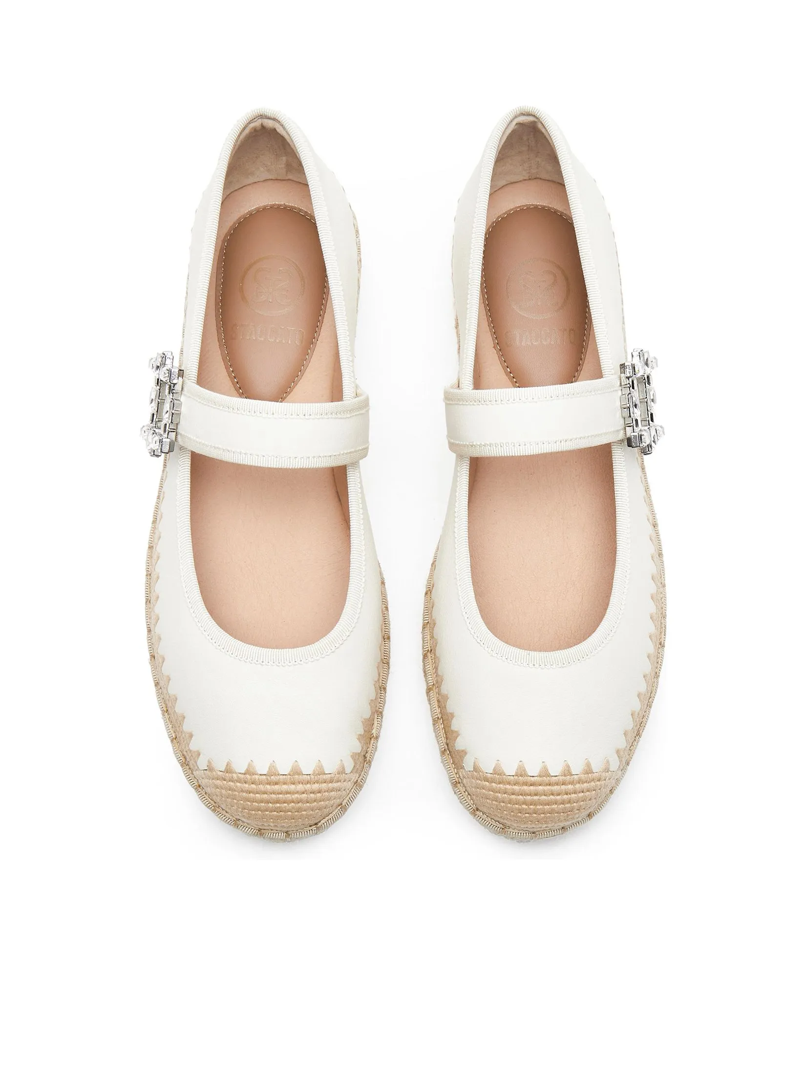 STACCATO Women Espadrilles Crystal Buckle Closure Beige