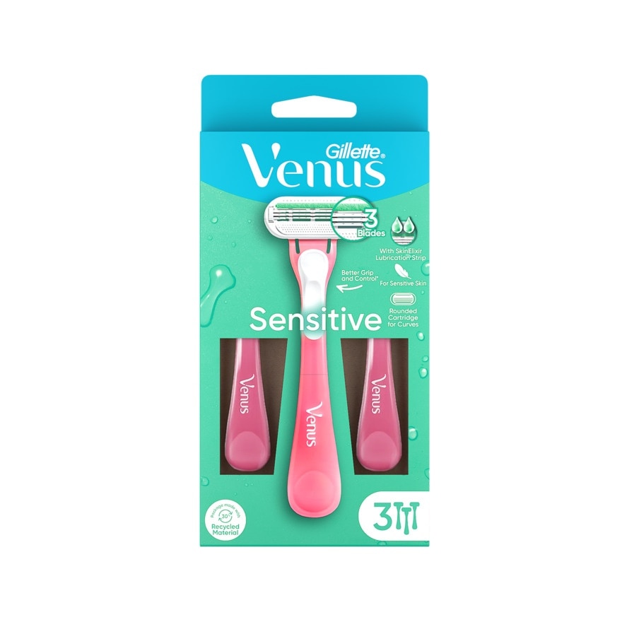 Gillette Venus Sensitive Razor+Blades 3'S มีดโกน กำจัดขน - Green