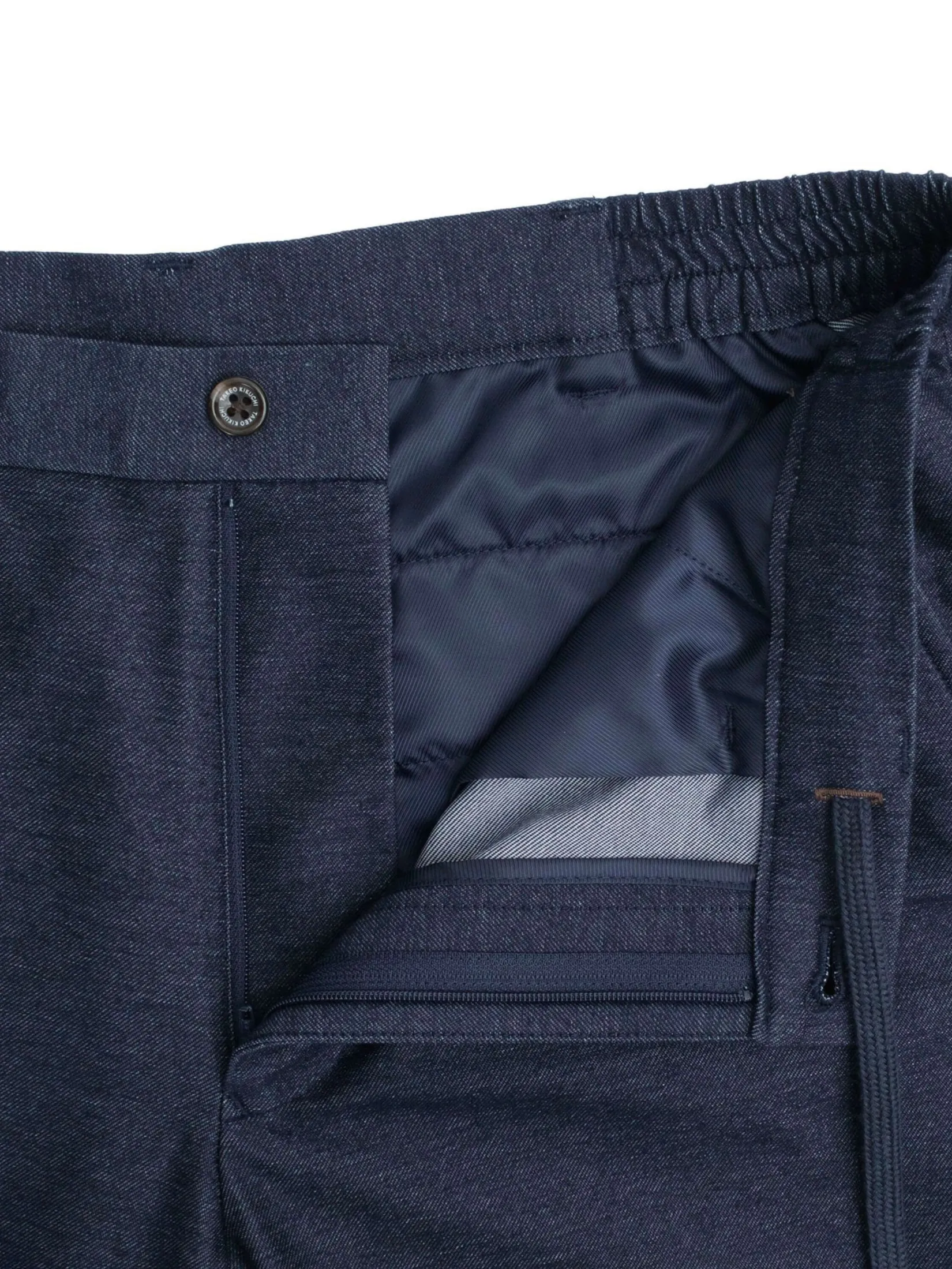 TAKEO KIKUCHI MEN NAVY TWILL JERSEY CASUAL SUIT EASY PANTS