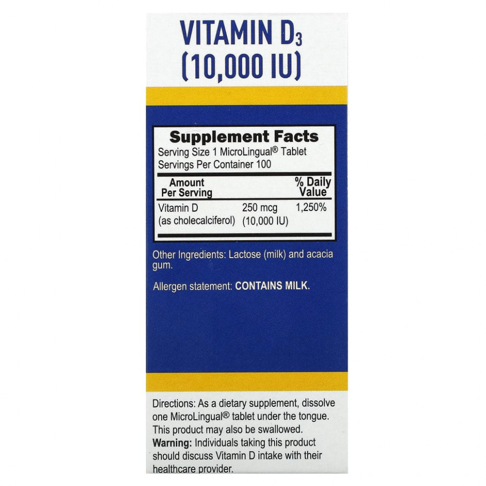 Superior Source, витамин D3 повышенной силы действия, 250 мкг (10 000 МЕ), 100 быстрорастворимых таблеток MicroLingual