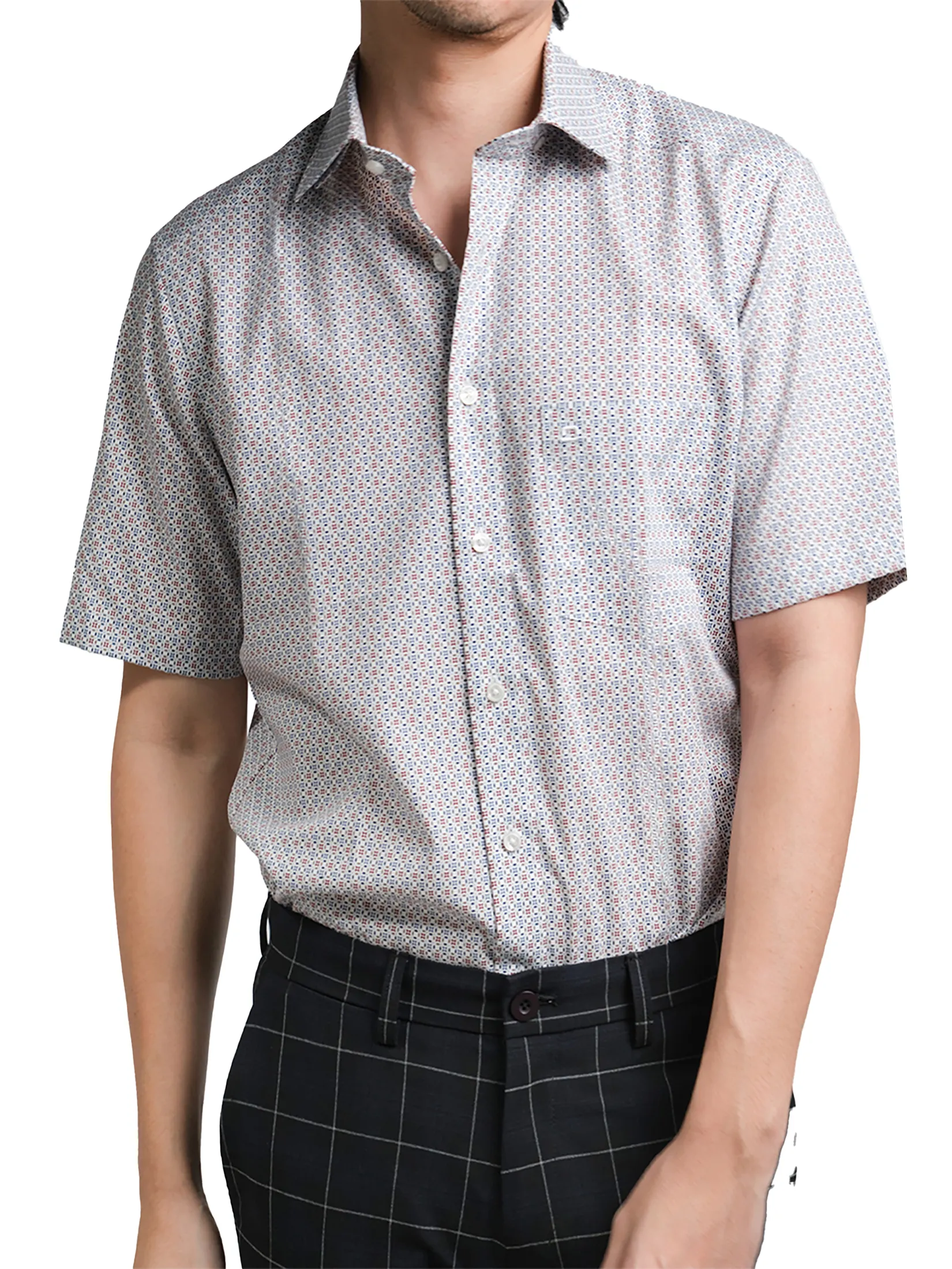 OLYMP MEN SHIRT SHORT SLEEVES CASUAL SHIRT MODERN FIT WHITE