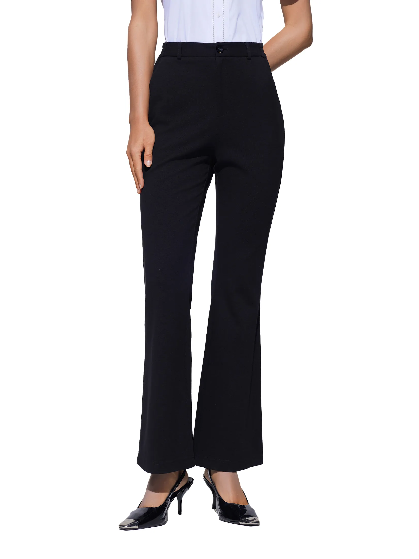 G2000 Women Clothing Cotton Blend Flare Leg Casual Pants  Flare leg - Black Size - 32 EU