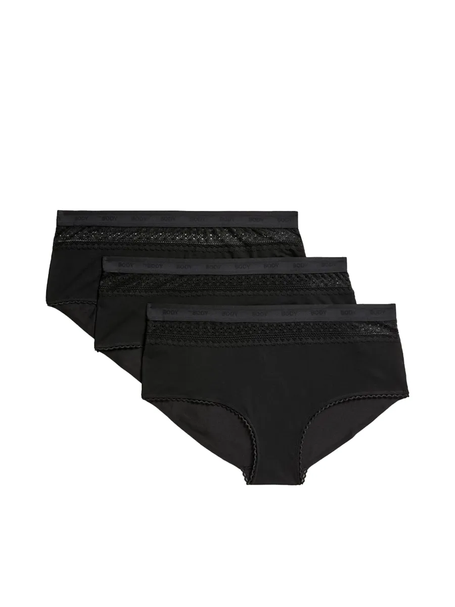 MARKS & SPENCER Women Shorts High Rise Cotton Rich 3pk Black