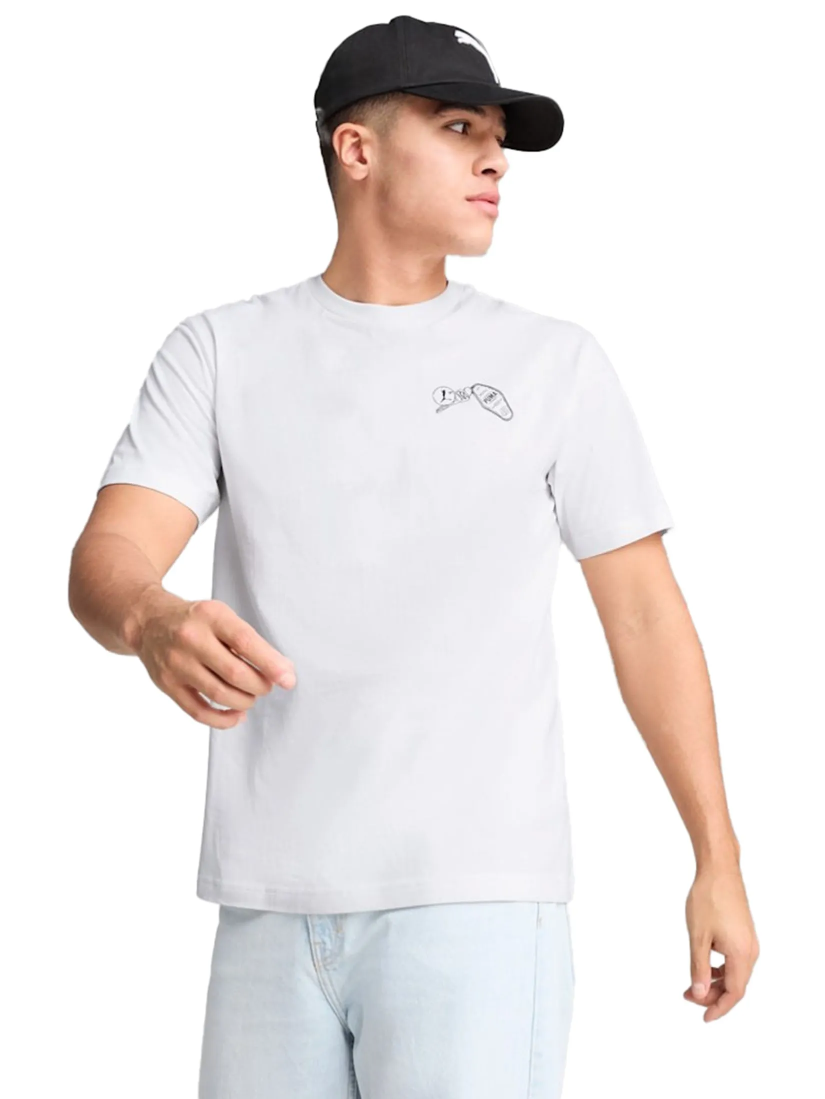 PUMA Men T-Shirt Graphics Hotel Relaxed Puma White