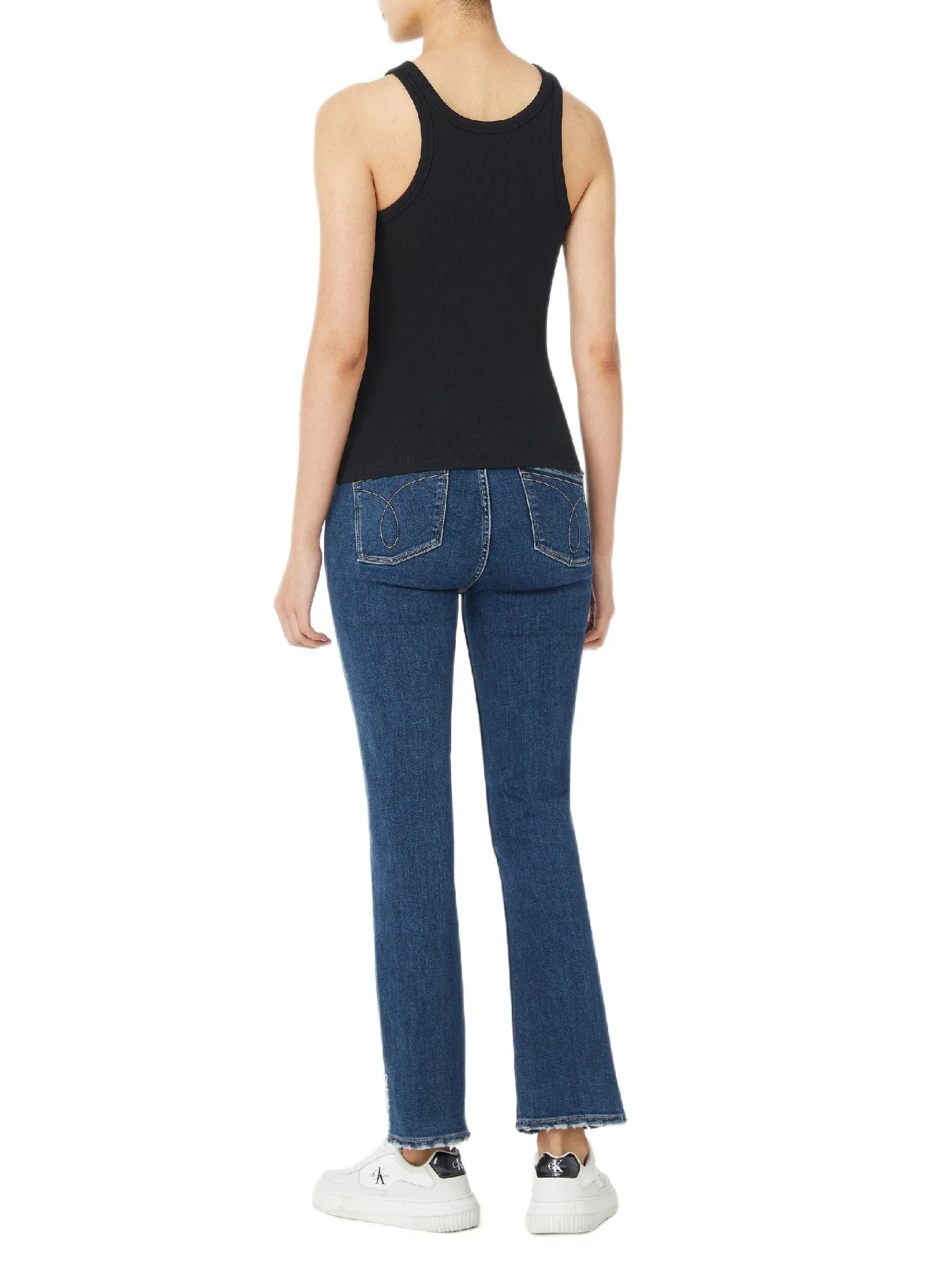 CALVIN KLEIN Women's Cotton Contour Lip CK Tank Black