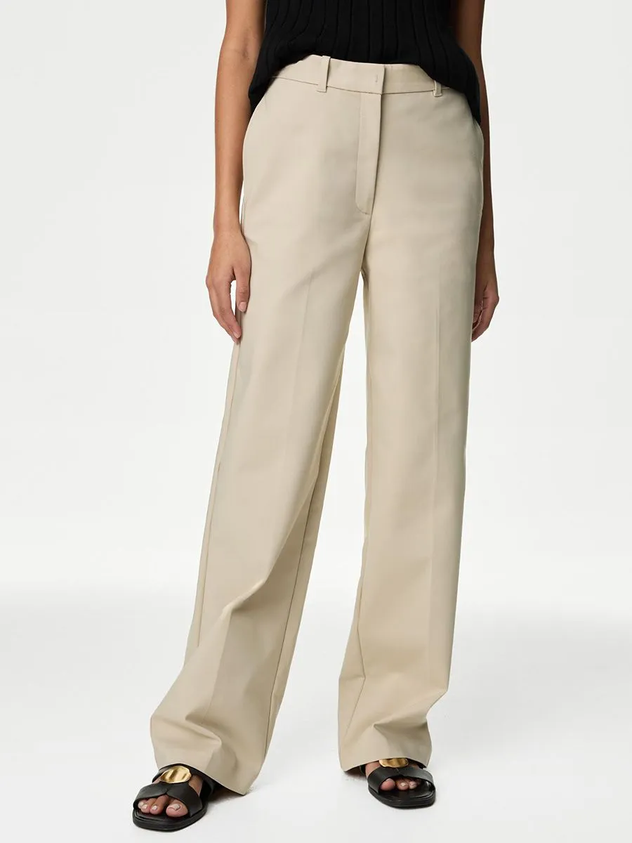 MARKS & SPENCER Women Chinos Cotton Blend Wide Leg