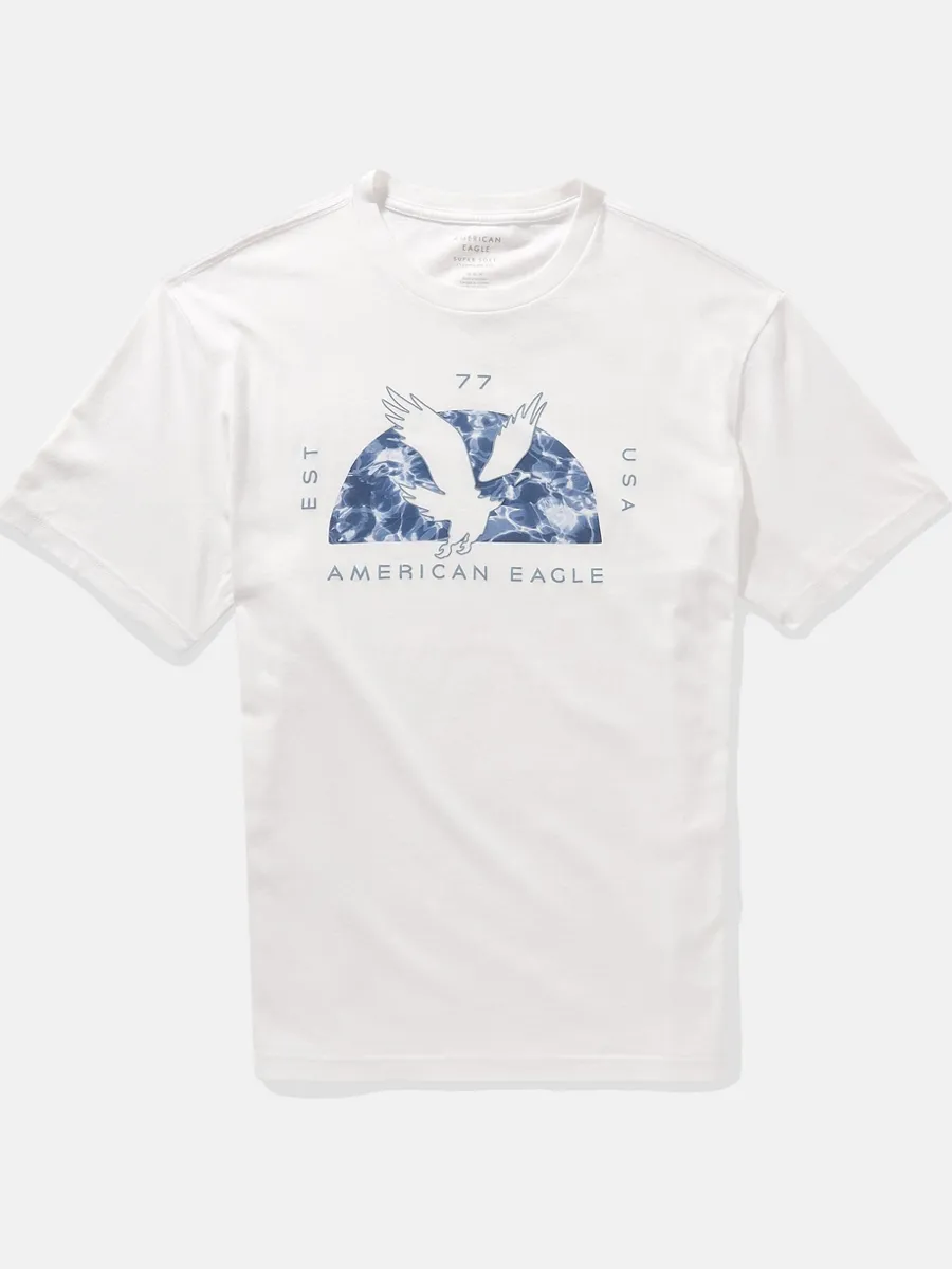 AMERICAN EAGLE MEN G SS PHOTOREAL SET IN TEE- PC DYE + SERIOUSLY SOFT WASH 101 AIR WHITE