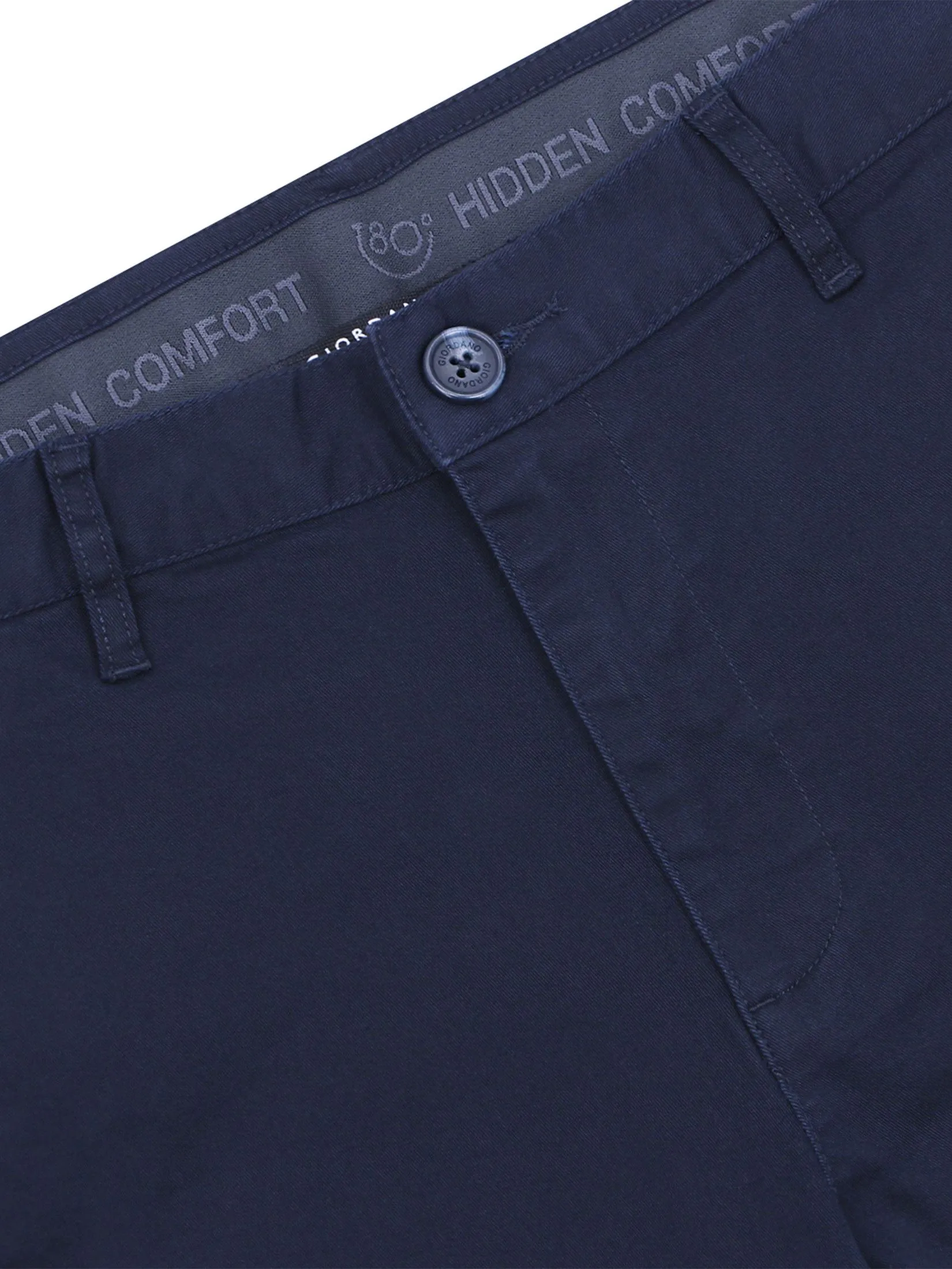 GIORDANO Men's Slim Easy Care Twill Cropped Pants (180° Elastic) Navy blue