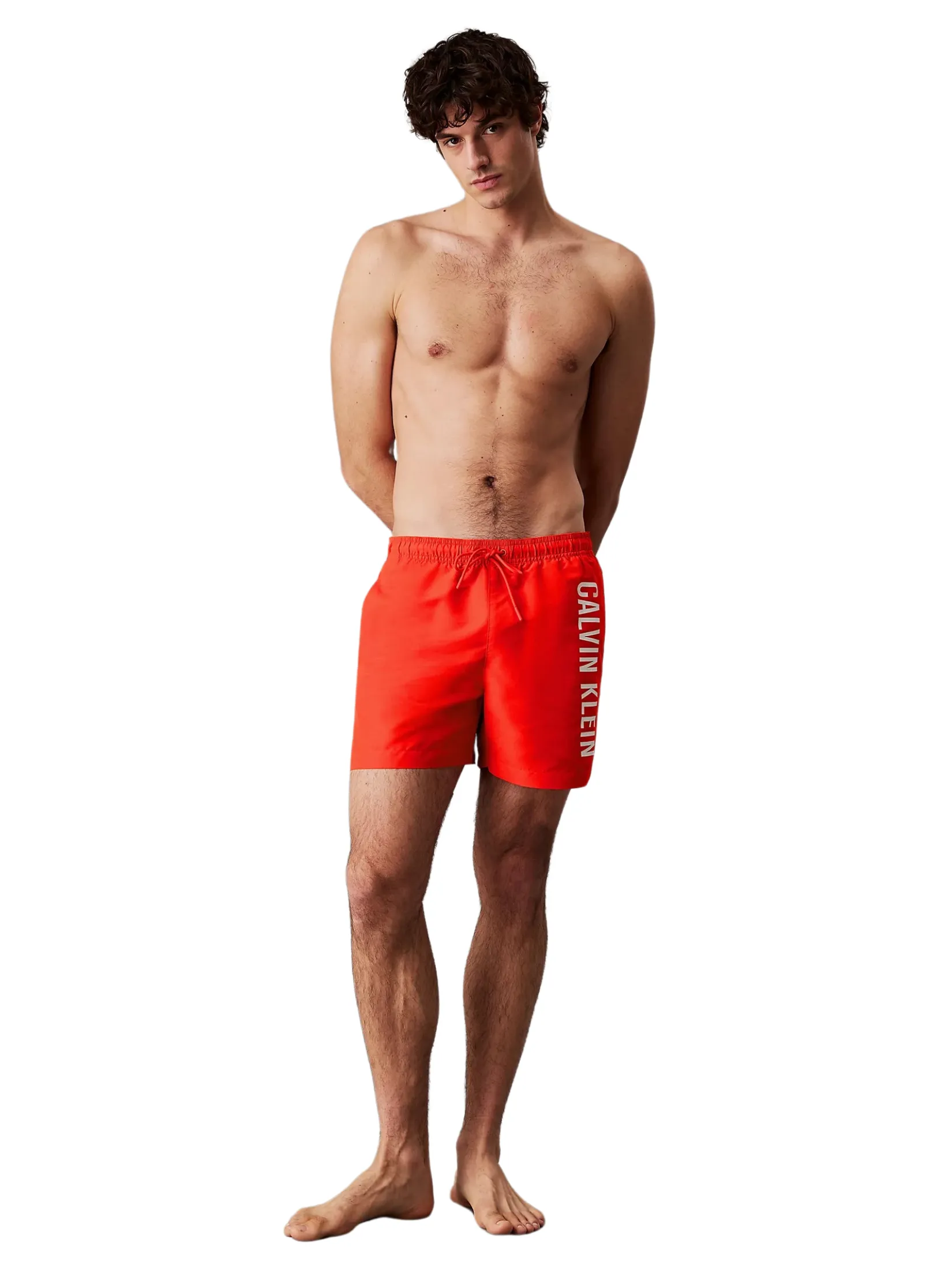 CALVIN KLEIN Men's Intense Power Medium Drawstring swim shorts Orange