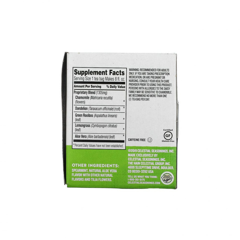 Celestial Seasonings, Sleepytime, чай для хорошего самочувствия, детокс, без кофеина, 20 чайных пакетиков, 35 г (1,2 унции)