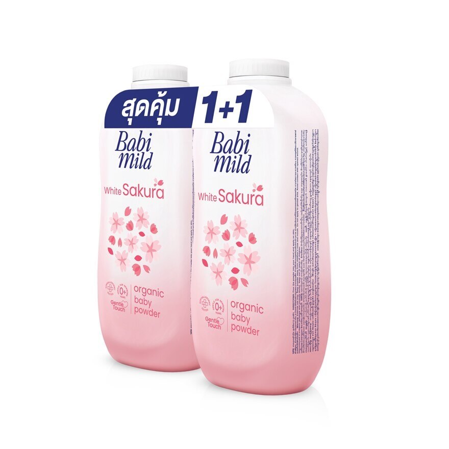 Babi Mild Organic Baby Powder White Sakura 350 G.Twin Pack