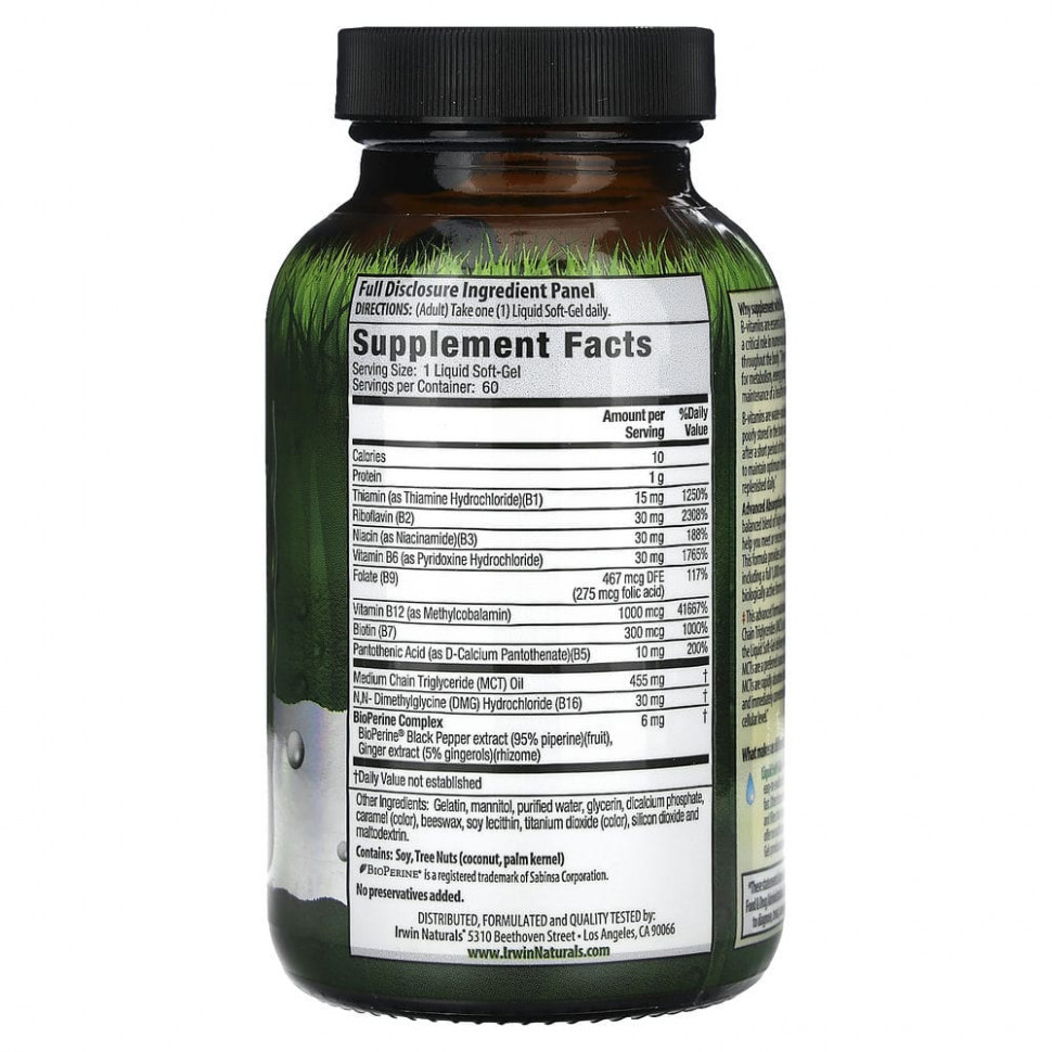 Irwin Naturals, Mega B Complex с СЦТ Quick Energy, 60 мягких желатиновых капсул с жидкостью