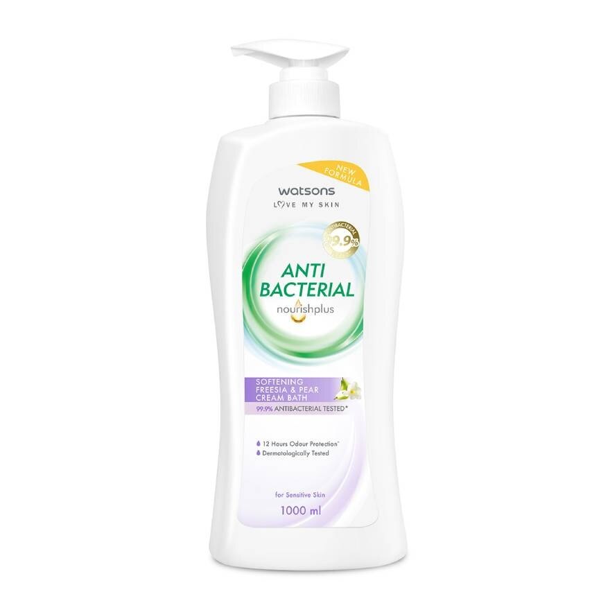 Watsons Antibacterial Softening Freesia  Pear Cream Bath 1000ml.