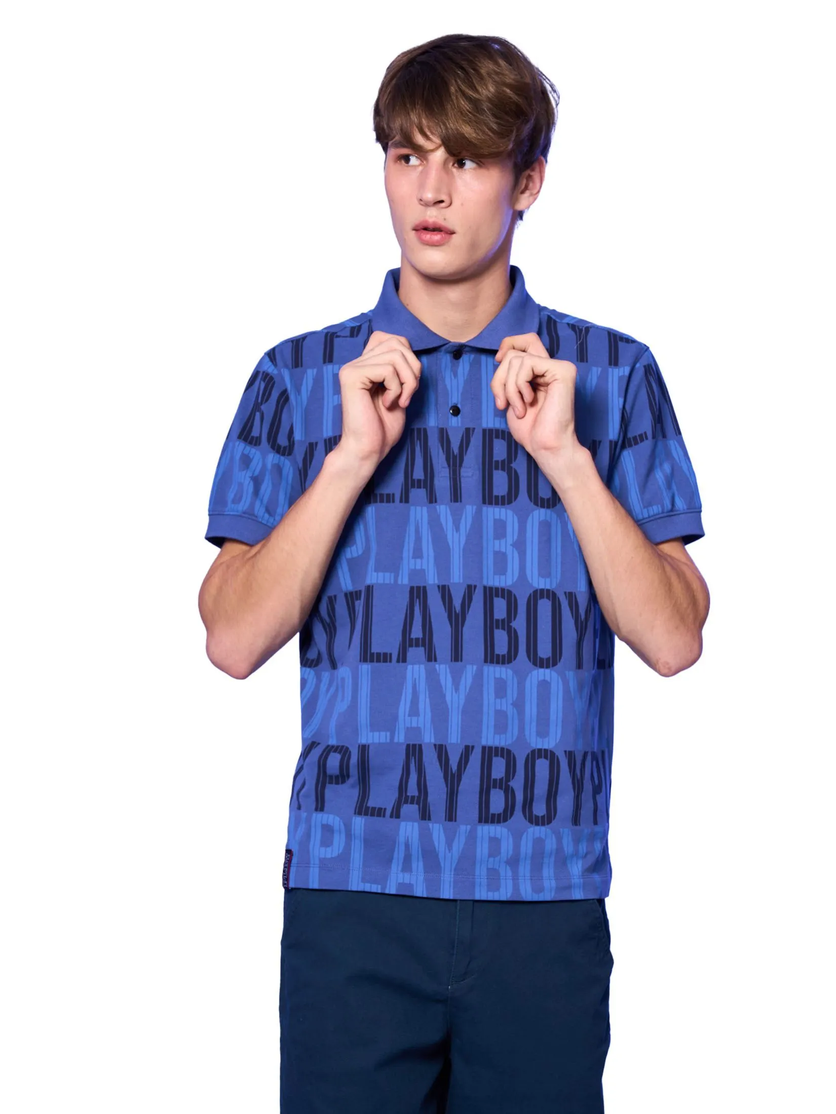 PLAYBOY Men Polo  blue color