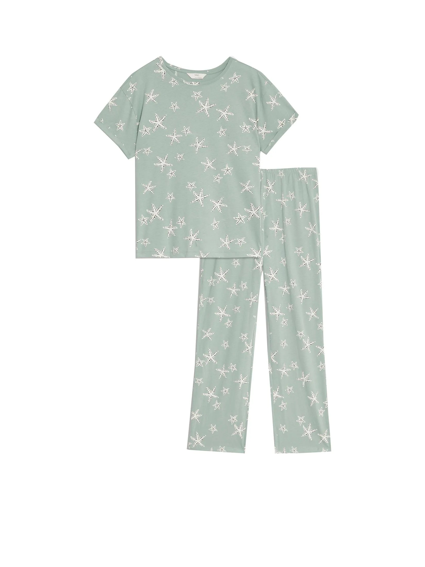 MARKS & SPENCER Women Pyjama Set Pure Cotton Printed Avocado