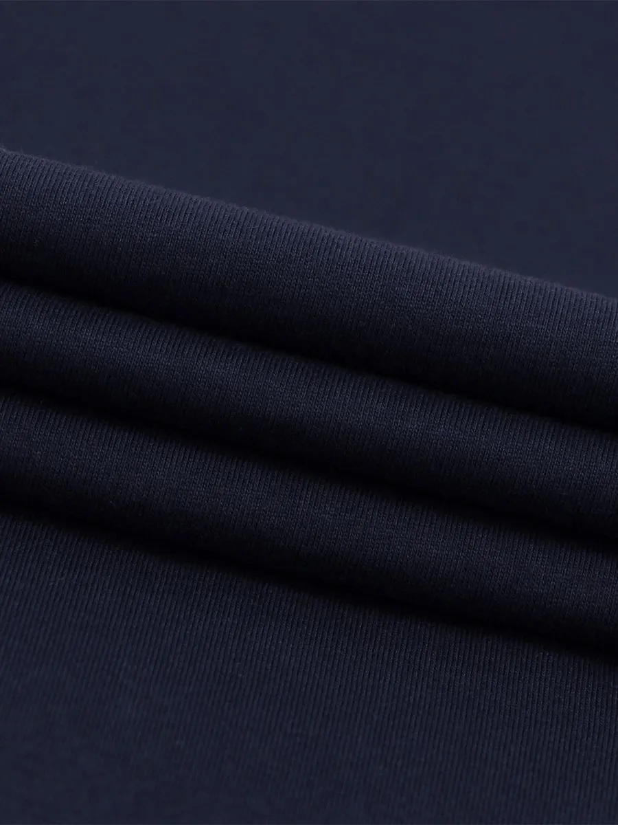 GIORDANO Men's Slim Fit Embroidery Tee (Classic Man) Signature Navy