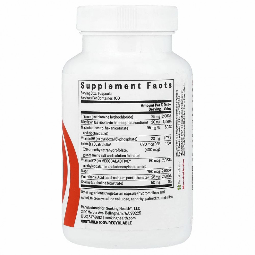 Seeking Health, B Complex Plus, 100 вегетарианских капсул